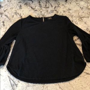 W5 Black Flutter Sleeve Blouse